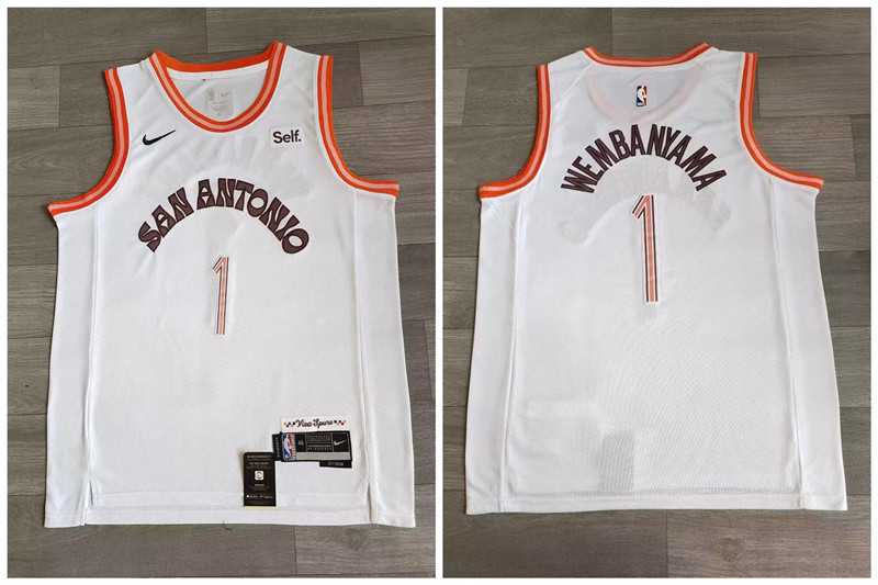 Spurs 1 Victor Wembanyama White Nike 2023-24 City Edition Swingman Jersey,We sell and wholesale Spurs 1 Victor Wembanyama White Nike 2023-24 City Edition Swingman Jersey on line form chian!